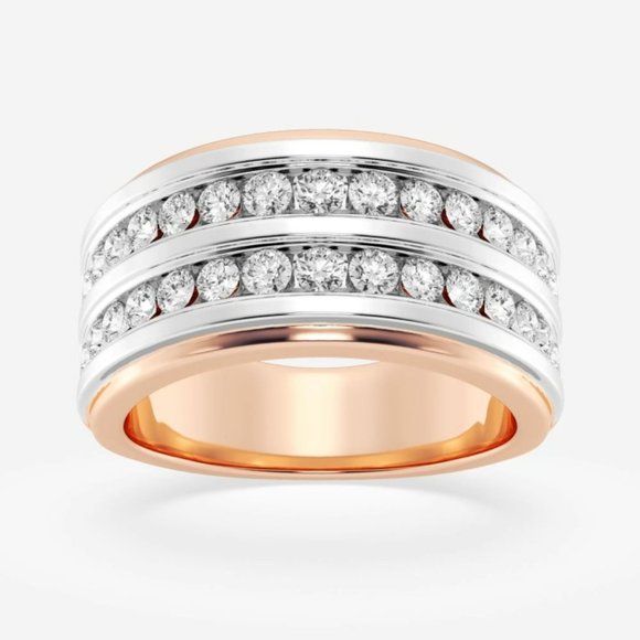 1 1/2 ctw Round Lab Grown Diamond Men's Double Row Channel Set Wedding Band - Picture 5 of 6